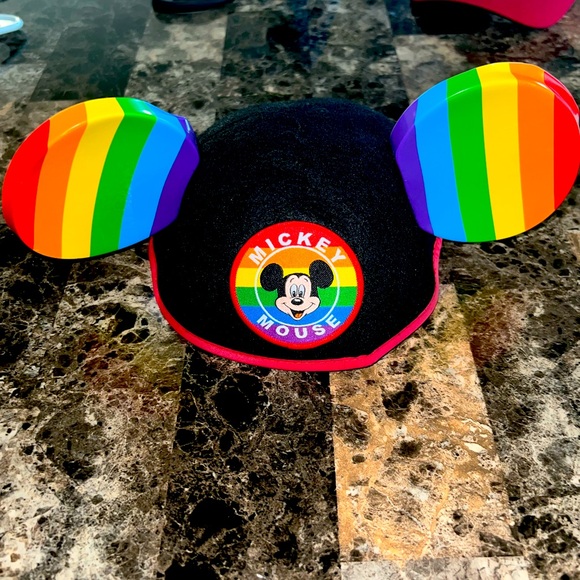 MICKEY MOUSE HAT WITH RAINBOW COLOR EARS ONE SIZE EUC - Picture 3 of 3